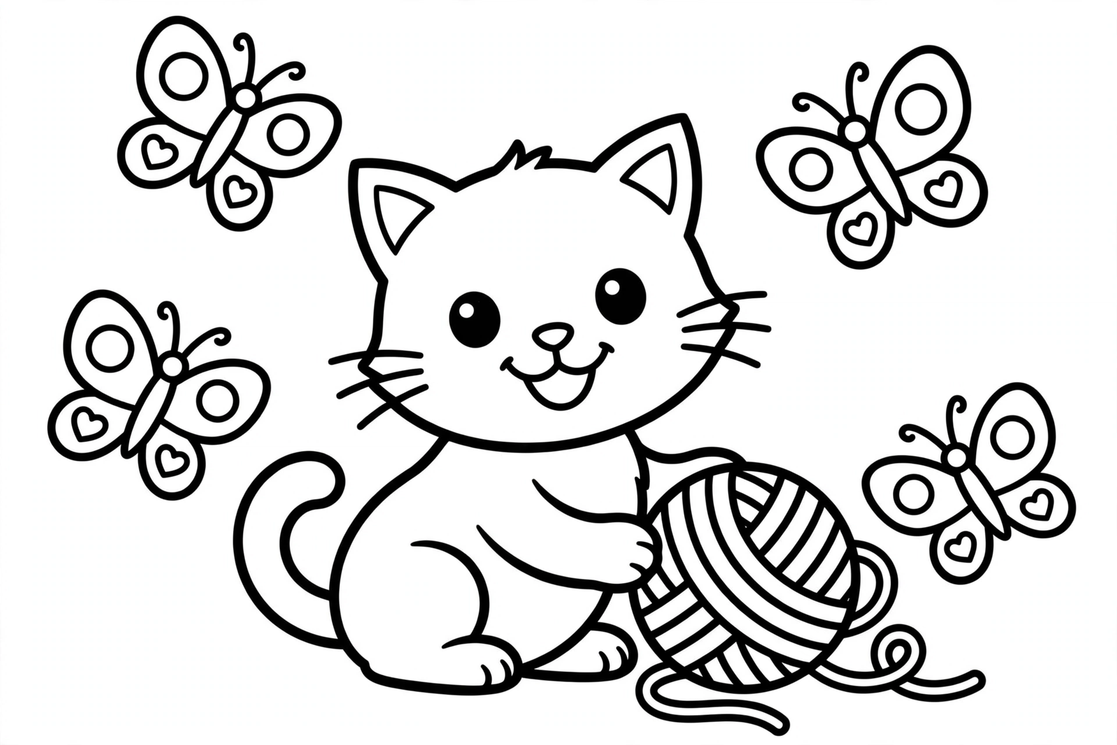 Kitten with Yarn coloring page