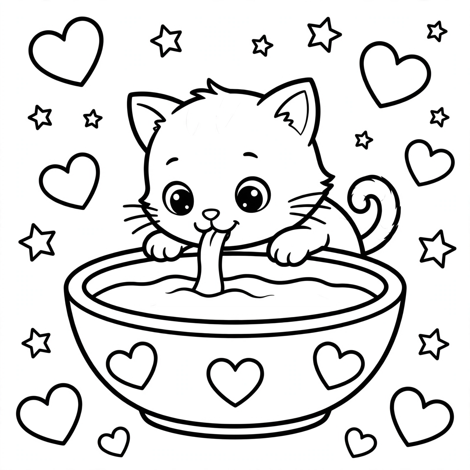 Kitten Drinking Milk coloring page