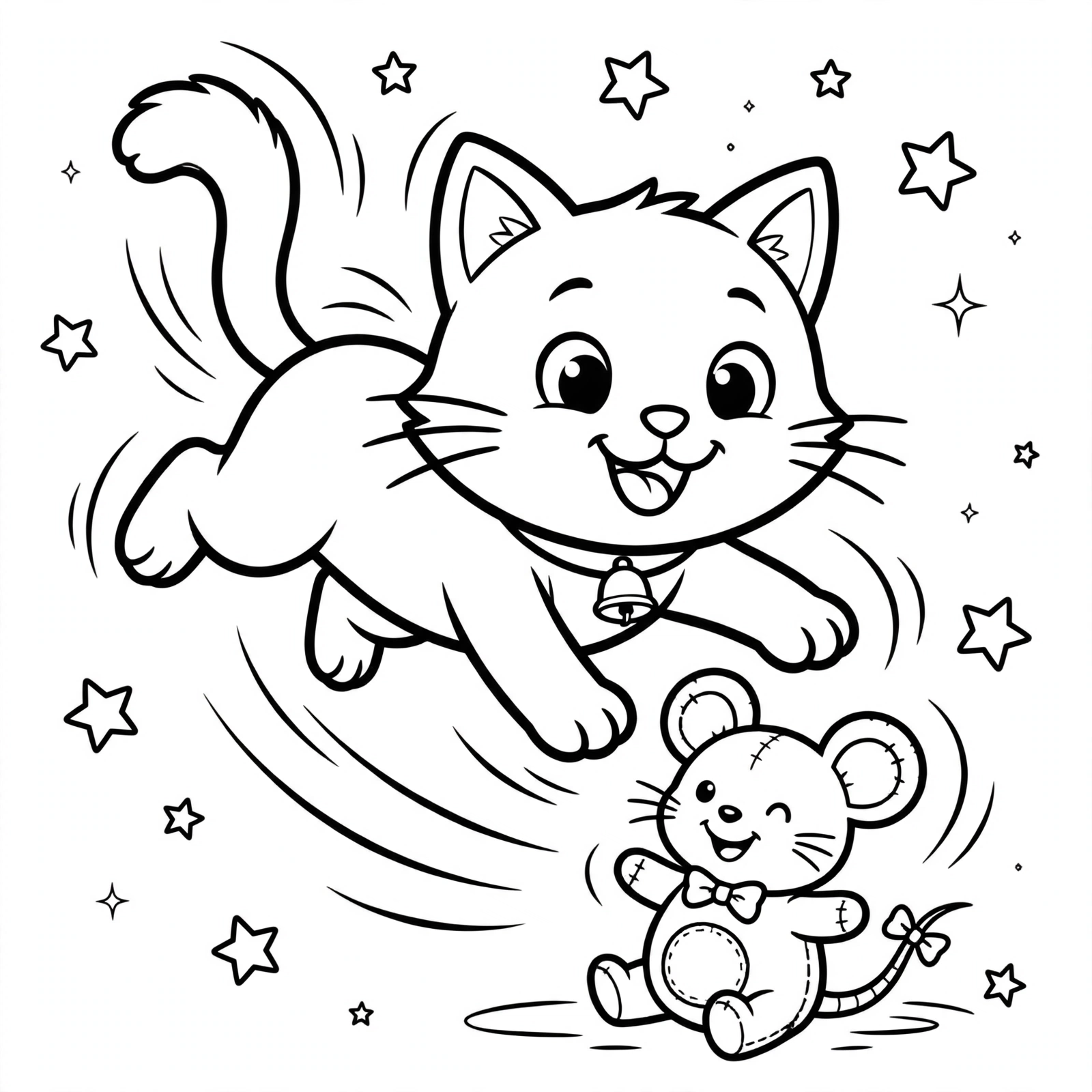 Cat with Toy Mouse coloring page