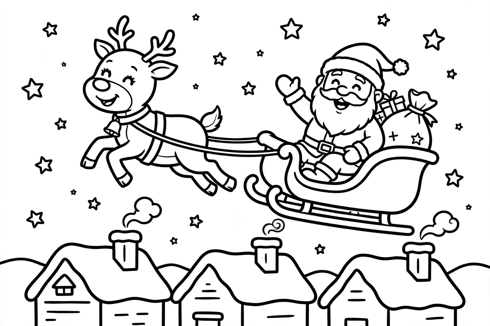 Christmas Santa Sleigh coloring page