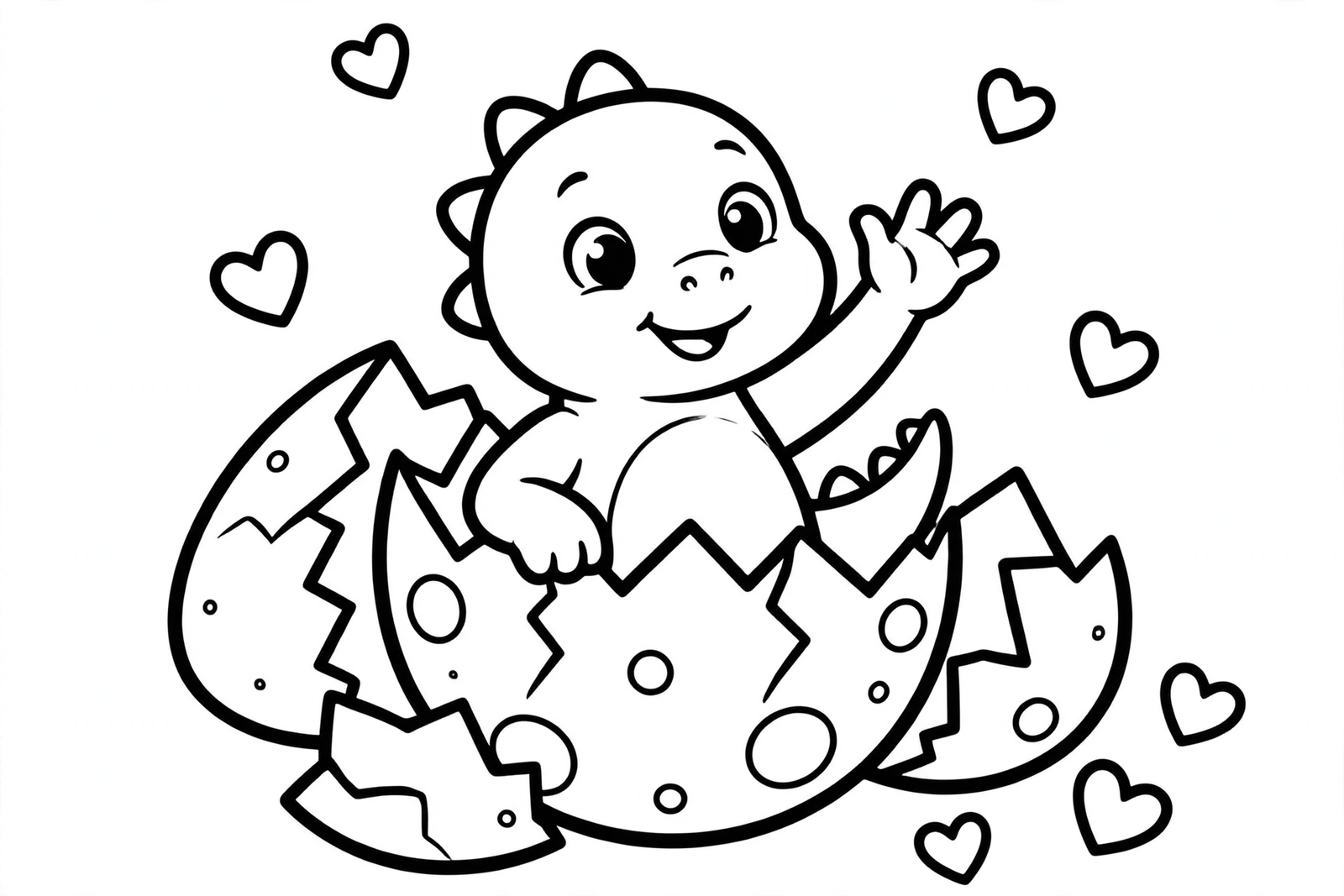 Baby Dinosaur Hatching coloring page