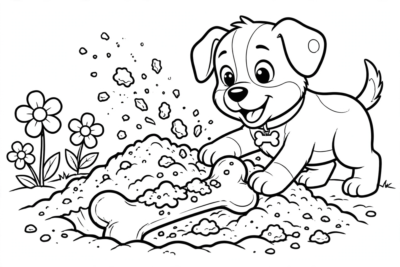 Color Dog Digging a Bone online