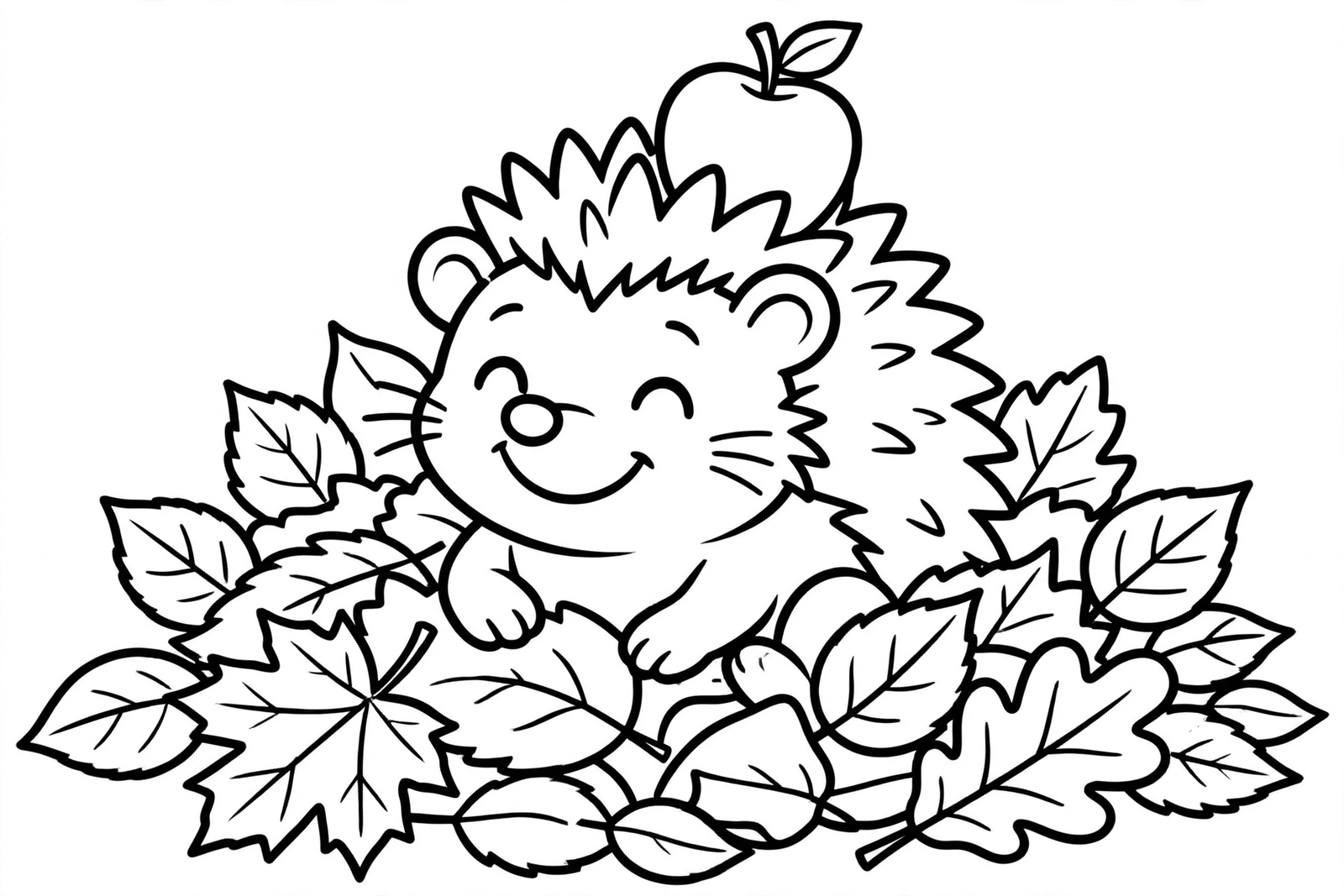 Fall Hedgehog coloring page