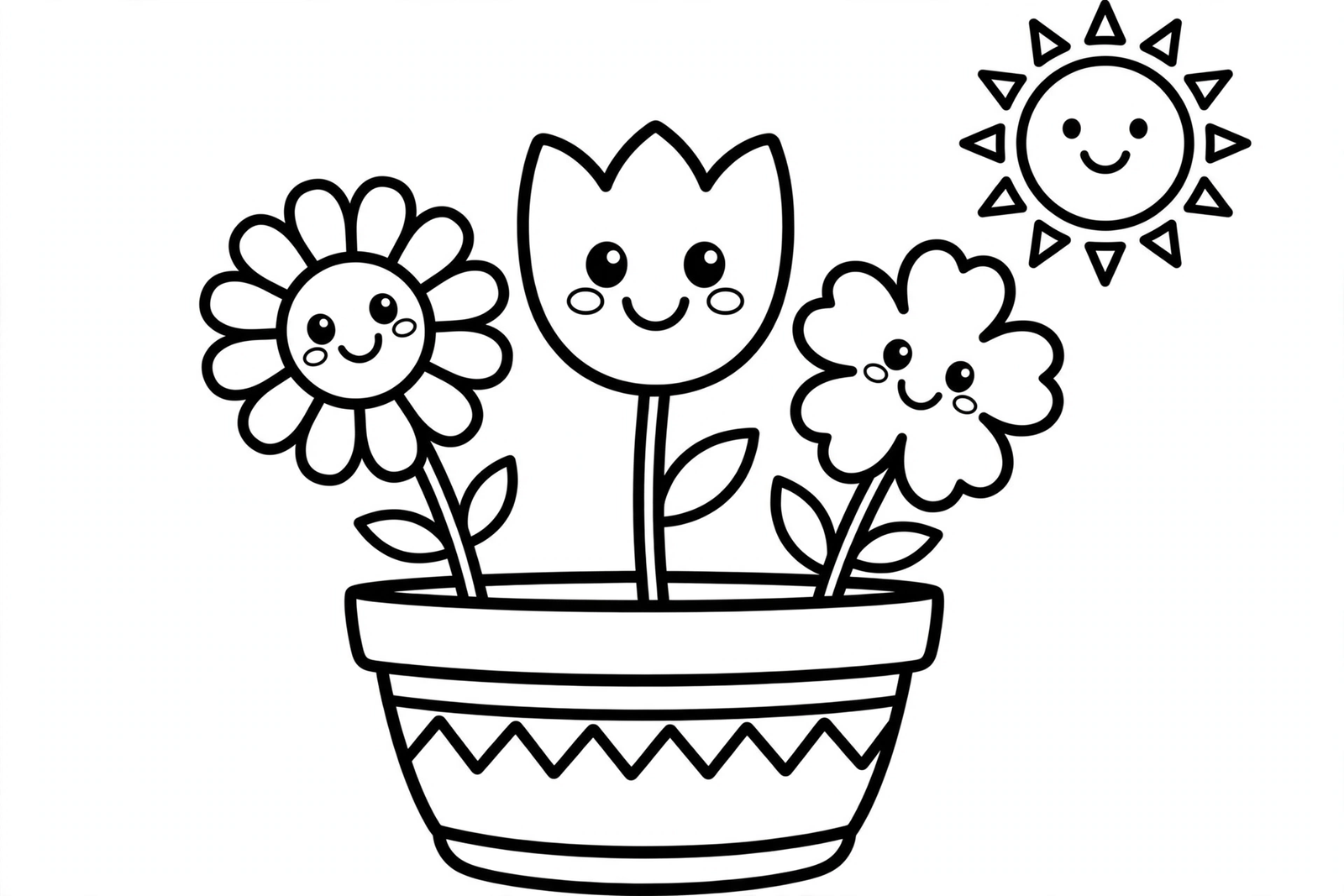 Flowers in a Pot coloring page