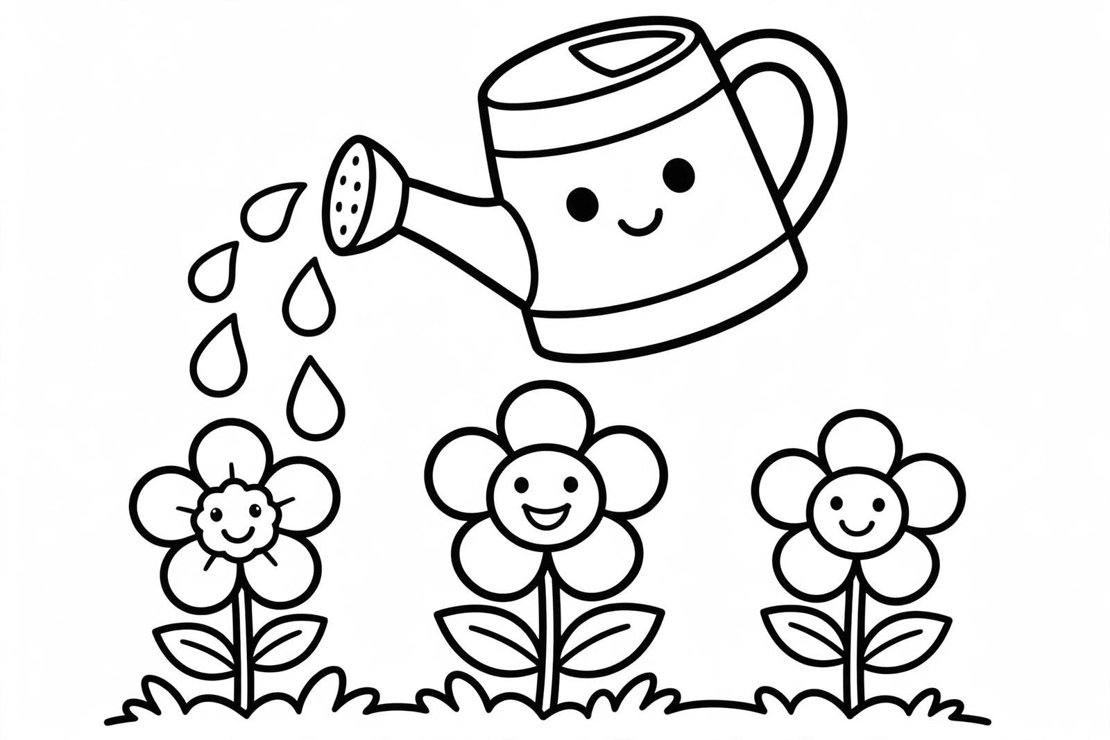 Watering Can and Flowers coloring page