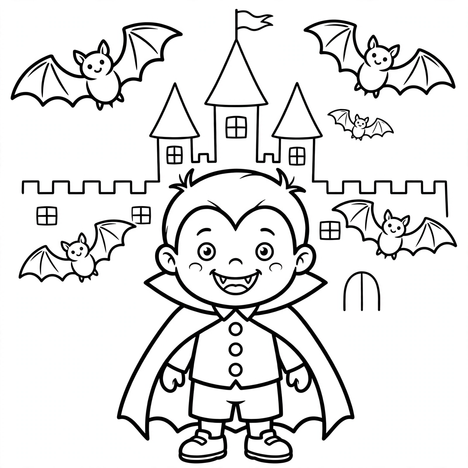Halloween Vampire Kid coloring page