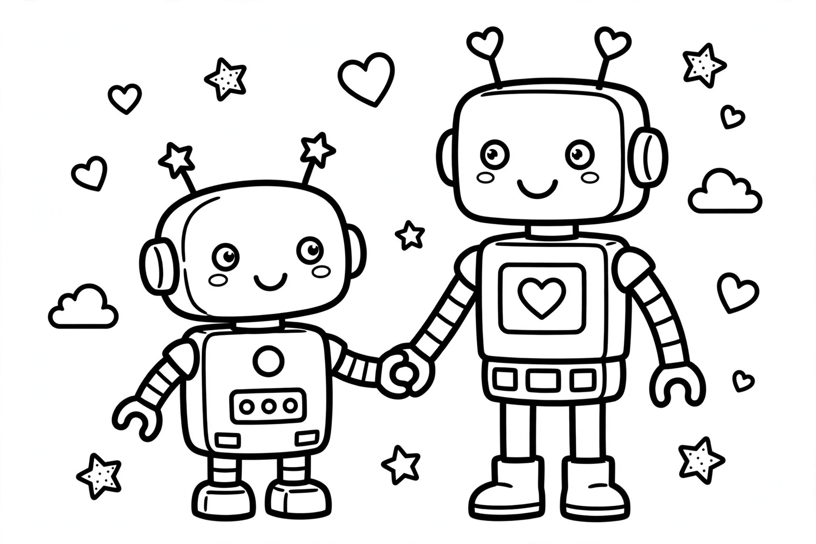 Robot Best Friends coloring page