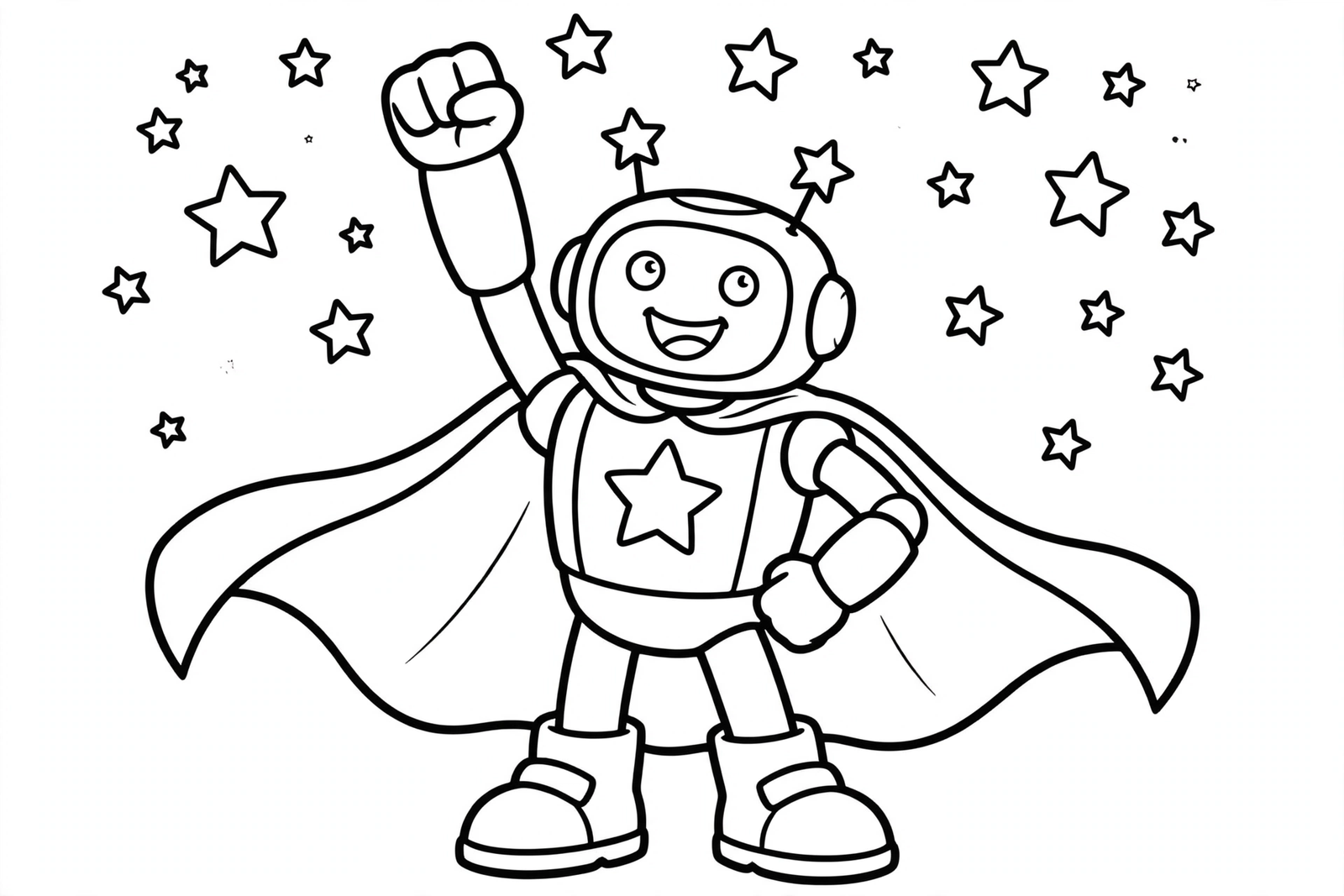 Robot Superhero coloring page