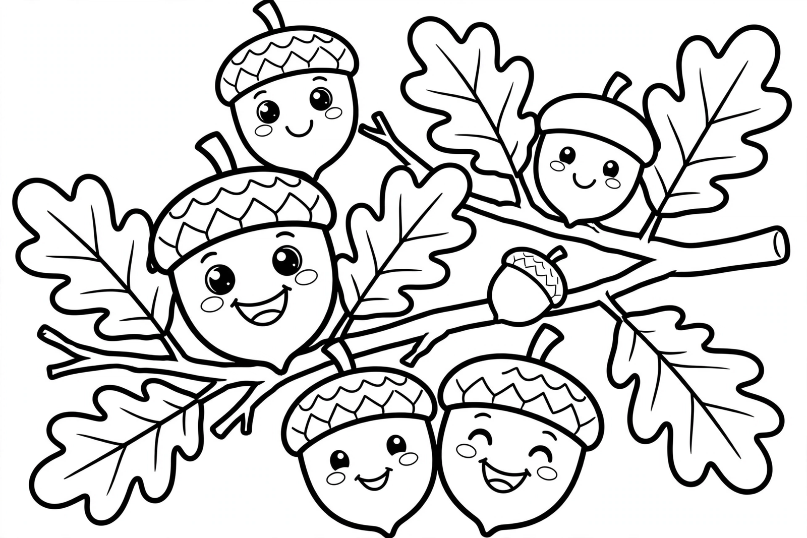 Thanksgiving Acorns coloring page