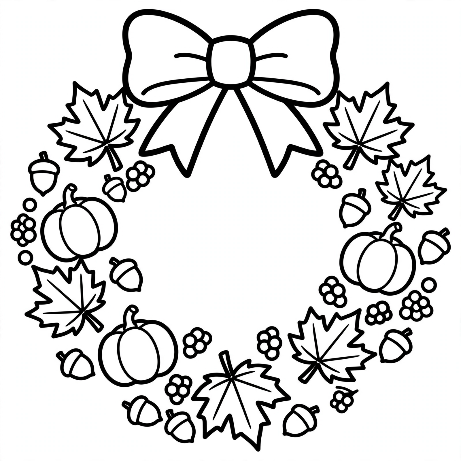 Thanksgiving Harvest Wreath coloring page