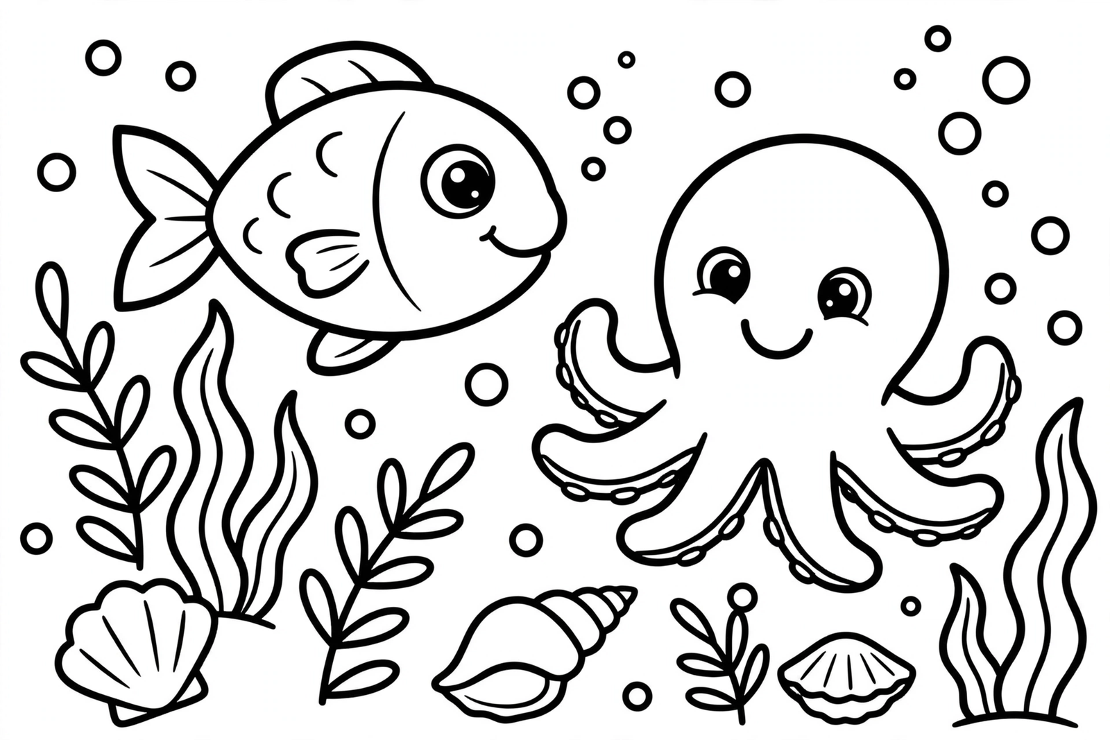 Ocean Fish Friends coloring page